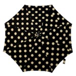 Polka Dots - Peach Orange on Black Hook Handle Umbrella (Small)