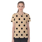 Polka Dots - Black on Sunset Orange Women s Cotton Tee