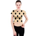 Polka Dots - Black on Sunset Orange Crew Neck Crop Top