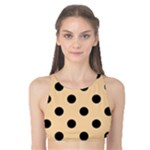 Polka Dots - Black on Sunset Orange Tank Bikini Top