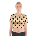 Polka Dots - Black on Sunset Orange Cotton Crop Top