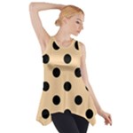 Polka Dots - Black on Sunset Orange Side Drop Tank Tunic