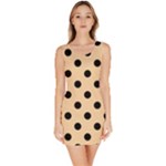 Polka Dots - Black on Sunset Orange Bodycon Dress
