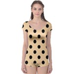 Polka Dots - Black on Sunset Orange Boyleg Leotard (Ladies)