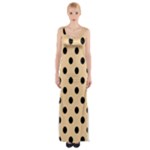 Polka Dots - Black on Sunset Orange Maxi Thigh Split Dress