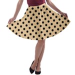 Polka Dots - Black on Sunset Orange A-line Skater Skirt