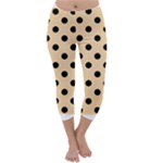 Polka Dots - Black on Sunset Orange Capri Winter Leggings