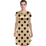 Polka Dots - Black on Sunset Orange Cap Sleeve Nightdress