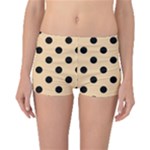 Polka Dots - Black on Sunset Orange Boyleg Bikini Bottoms