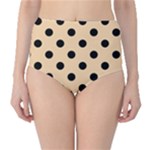Polka Dots - Black on Sunset Orange High-Waist Bikini Bottoms