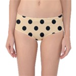 Polka Dots - Black on Sunset Orange Mid-Waist Bikini Bottoms