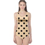 Polka Dots - Black on Sunset Orange One Piece Swimsuit