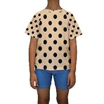 Polka Dots - Black on Sunset Orange Kid s Short Sleeve Swimwear