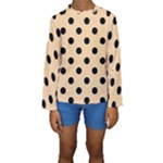 Polka Dots - Black on Sunset Orange Kid s Long Sleeve Swimwear