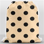 Polka Dots - Black on Sunset Orange Drawstring Bag (Large)