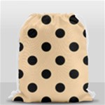 Polka Dots - Black on Sunset Orange Drawstring Bag (Small)