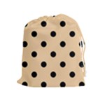 Polka Dots - Black on Sunset Orange Drawstring Pouch (XL)