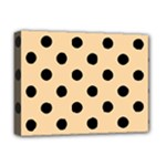 Polka Dots - Black on Sunset Orange Deluxe Canvas 16  x 12  (Stretched)