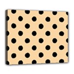 Polka Dots - Black on Sunset Orange Deluxe Canvas 24  x 20  (Stretched)