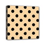 Polka Dots - Black on Sunset Orange Mini Canvas 6  x 6  (Stretched)