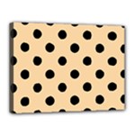 Polka Dots - Black on Sunset Orange Canvas 16  x 12  (Stretched)