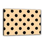 Polka Dots - Black on Sunset Orange Canvas 18  x 12  (Stretched)