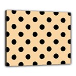 Polka Dots - Black on Sunset Orange Canvas 20  x 16  (Stretched)