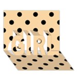 Polka Dots - Black on Sunset Orange GIRL 3D Greeting Card (7x5)