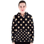 Polka Dots - Sunset Orange on Black Women s Zipper Hoodie