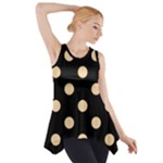 Polka Dots - Sunset Orange on Black Side Drop Tank Tunic