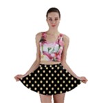 Polka Dots - Sunset Orange on Black Mini Skirt