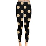 Polka Dots - Sunset Orange on Black Women s Leggings