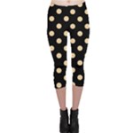 Polka Dots - Sunset Orange on Black Capri Leggings