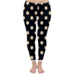 Polka Dots - Sunset Orange on Black Winter Leggings