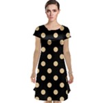 Polka Dots - Sunset Orange on Black Cap Sleeve Nightdress