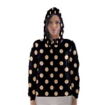 Polka Dots - Sunset Orange on Black Hooded Wind Breaker (Women)