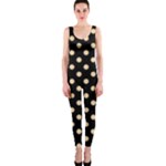 Polka Dots - Sunset Orange on Black OnePiece Catsuit