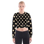 Polka Dots - Sunset Orange on Black Women s Cropped Sweatshirt