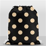 Polka Dots - Sunset Orange on Black Drawstring Bag (Small)