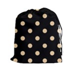 Polka Dots - Sunset Orange on Black Drawstring Pouch (XXl)