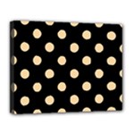 Polka Dots - Sunset Orange on Black Canvas 14  x 11  (Stretched)