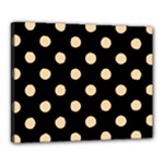 Polka Dots - Sunset Orange on Black Canvas 20  x 16  (Stretched)