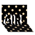 Polka Dots - Sunset Orange on Black GIRL 3D Greeting Card (7x5)