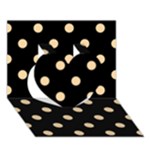 Polka Dots - Sunset Orange on Black Heart 3D Greeting Card (7x5)