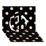 Polka Dots - Sunset Orange on Black Peace Sign 3D Greeting Card (7x5)