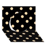Polka Dots - Sunset Orange on Black Circle 3D Greeting Card (7x5)