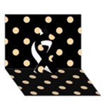 Polka Dots - Sunset Orange on Black Ribbon 3D Greeting Card (7x5)