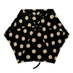 Polka Dots - Sunset Orange on Black Mini Umbrella