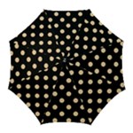 Polka Dots - Sunset Orange on Black Golf Umbrella