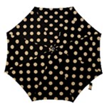 Polka Dots - Sunset Orange on Black Hook Handle Umbrella (Medium)